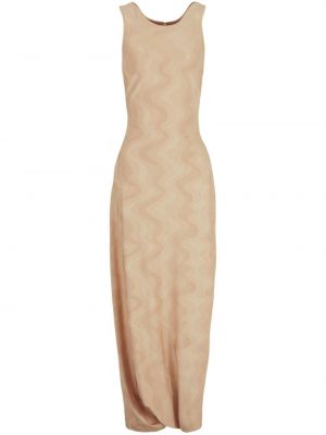 Dlouhé šaty s potlačou Giorgio Armani béžová
