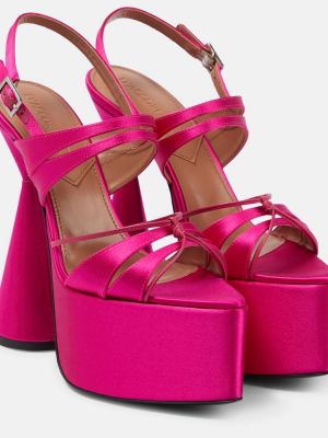 Saténové sandále na platforme D'accori ružová