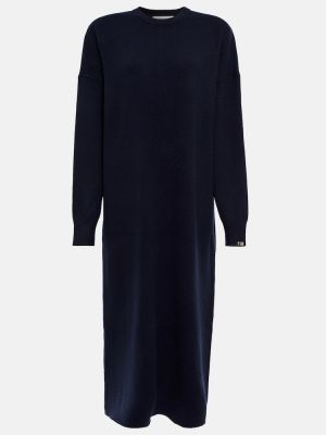 Vestido largo de cachemir con estampado de cachemira Extreme Cashmere azul