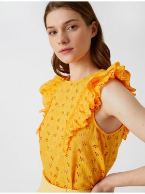 Bluza z vezenjem Koton rumena