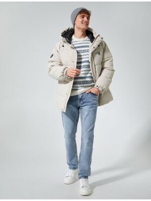 Kabát s knoflíky na zip s kapucí Koton