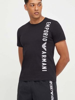 Koszulka bawełniana z nadrukiem Emporio Armani Underwear czarna