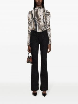 Zvonové džíny s potiskem s abstraktním vzorem Mugler černé