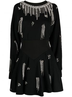 Vestido de cóctel con flecos de cristal Philipp Plein negro