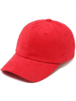 Medvilninis siuvinėtas kepurė su snapeliu We11done raudona