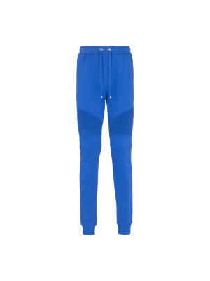 Spodnie sportowe z nadrukiem Balmain niebieskie