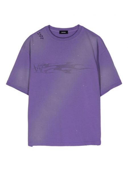 Raštuotas medvilninis marškinėliai We11done violetinė