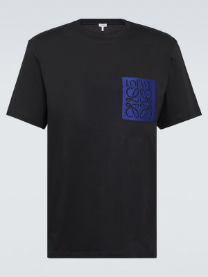 Kokvilnas t-krekls džersija Loewe melns