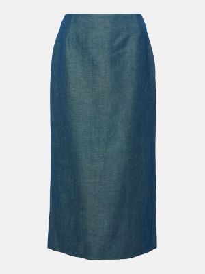 Ľanová vlnená dlhá sukňa Gabriela Hearst modrá