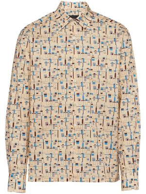 Bavlnená košeľa s potlačou s abstraktným vzorom Prada