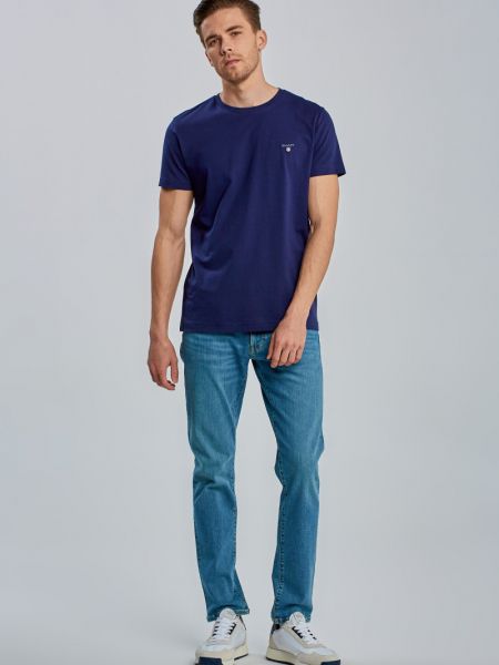 Slim fit póló Gant kék