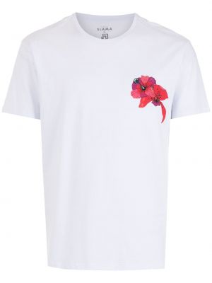 Koszulka w kwiatki z nadrukiem Amir Slama biała