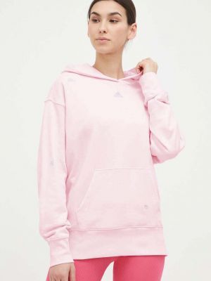 Pamut kapucnis melegítő felső Adidas rózsaszín