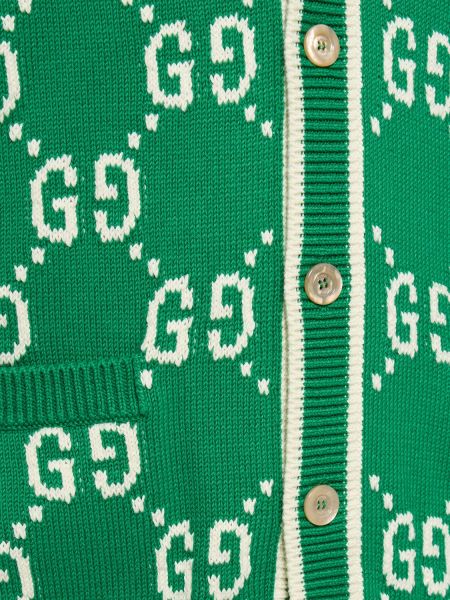 Cardigan di cotone in maglia Gucci verde