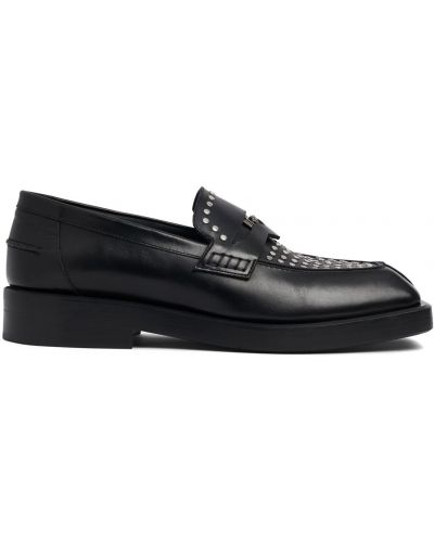 Pantofi loafer din piele cu nasturi Versace negru