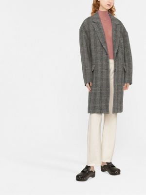 Kostkovaný vlněný kabát Isabel Marant Etoile šedý
