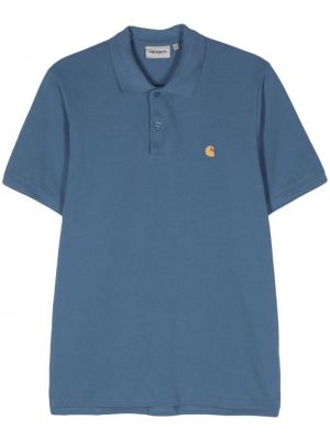 Памучна поло тениска бродирана Carhartt Wip синьо