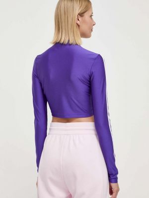 Tricou cu mânecă lungă slim fit cu dungi Adidas Originals violet