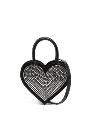 Crossbody torbica s kristali z vzorcem srca Mach & Mach črna