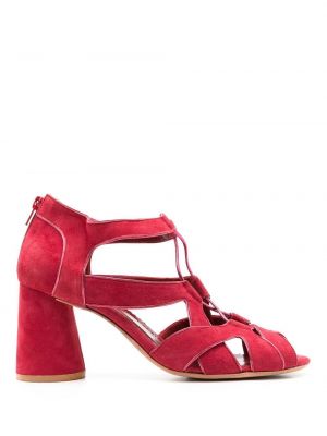 Čipkované šnurovacie sandále Sarah Chofakian červená