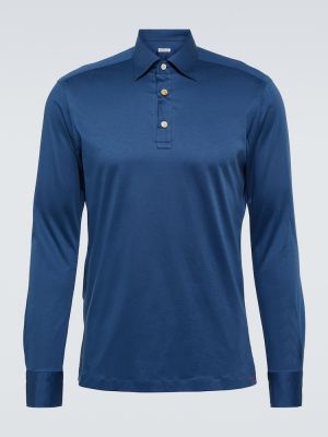 Medvilninis polo marškinėliai Kiton mėlyna