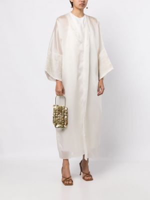 Robe longue en soie en jacquard Shatha Essa blanc