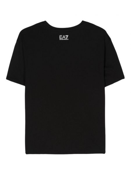 Raštuotas medvilninis marškinėliai Ea7 Emporio Armani juoda