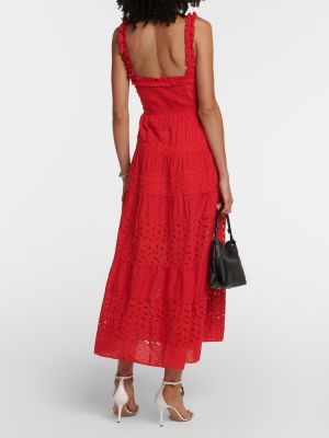 Prolamované bavlněné midi šaty Rixo červené