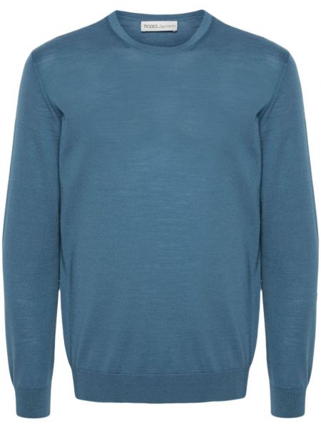 Дълъг пуловер от мерино вълна Modes Garments синьо