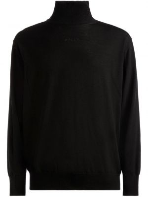 Вълнен пуловер бродиран Bally черно