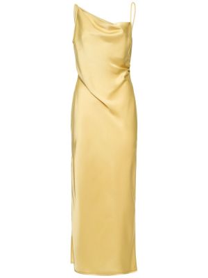 Satynowa sukienka midi Nanushka żółta