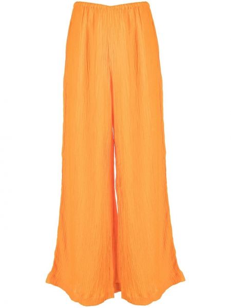 Lněné zvonové kalhoty Faithfull The Brand - oranžová
