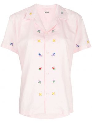 Kokvilnas krekls ar izšuvumiem Bode rozā