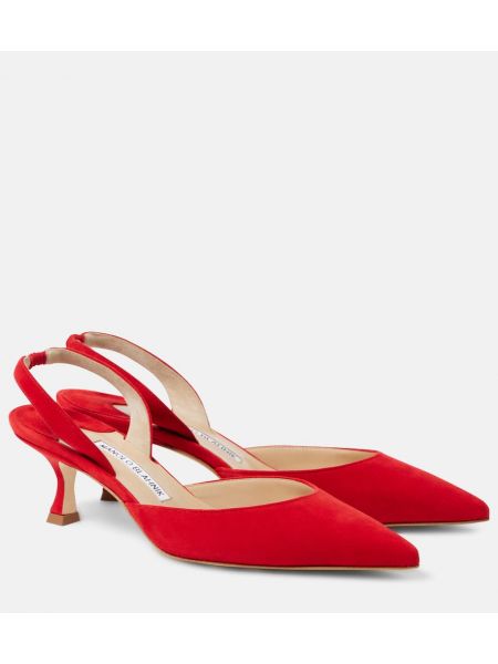 Slingback ruskind pumps Manolo Blahnik rød