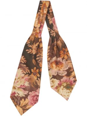Fular de mătase cu model floral cu imagine Etro maro