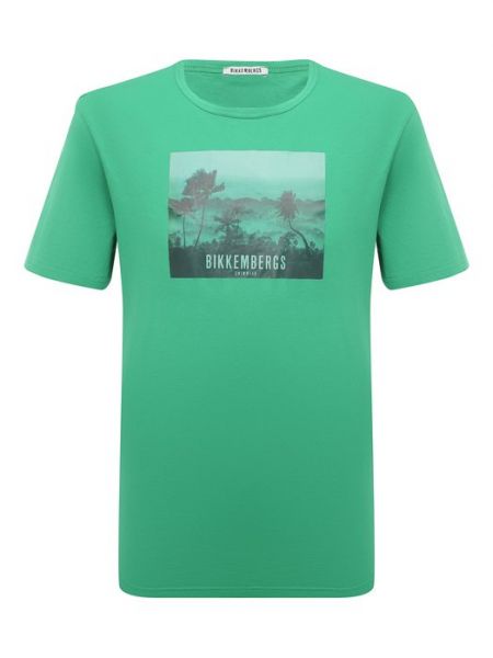 Хлопковая футболка Dirk Bikkembergs зеленая