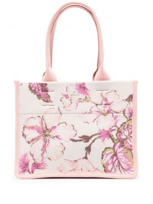 Φλοράλ τσάντα shopper ζακάρ Zimmermann ροζ