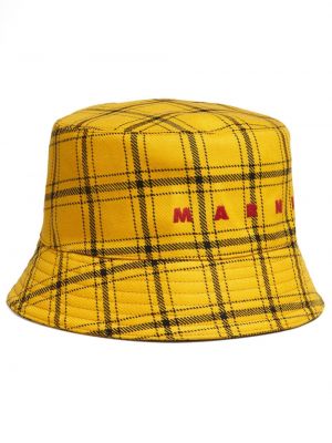 Kockovaná čiapka Marni žltá