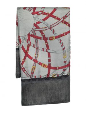 Kašmírový hedvábný šál s potiskem Avant Toi šedý