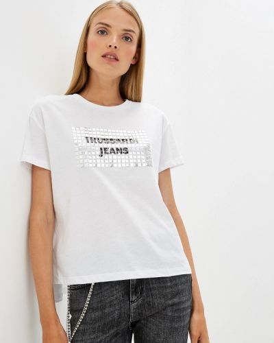 Джинсовая футболка Trussardi Jeans, белая