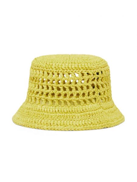 Haftowany kapelusz Prada żółty