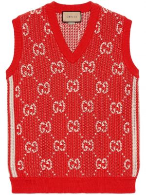 Vestă tricotate din jacard Gucci roșu