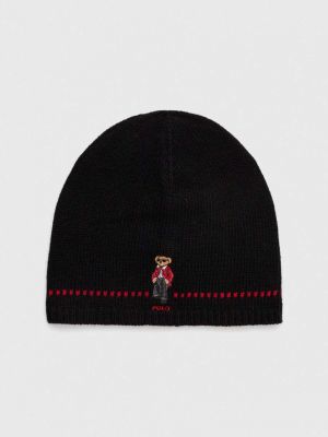 Czarna dzianinowa czapka wełniana Polo Ralph Lauren