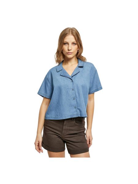 Джинсовая рубашка с коротким рукавом Urban Classics синяя