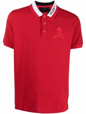 Tricou polo cu broderie Philipp Plein roșu