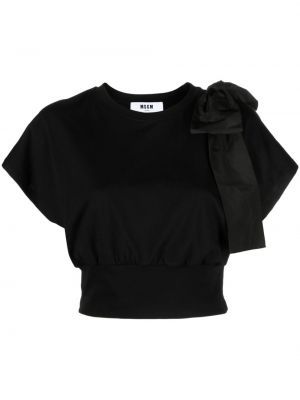 Oversized bavlnené tričko s mašľou Msgm čierna