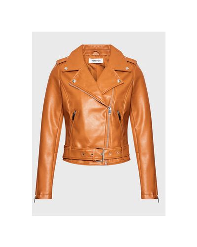 Priliehavá kožená bunda z ekologickej kože Glamorous hnedá