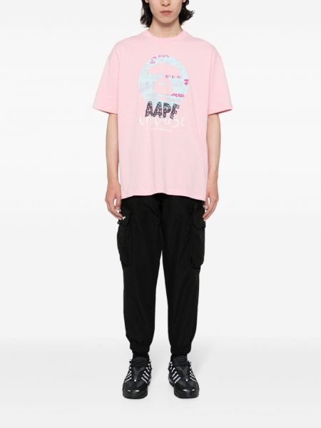 Koszulka bawełniana z nadrukiem Aape By A Bathing Ape różowa