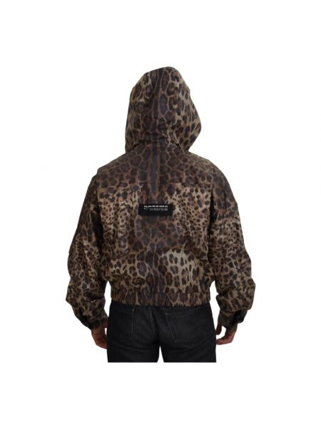 Chaqueta con capucha con estampado leopardo Dolce & Gabbana marrón