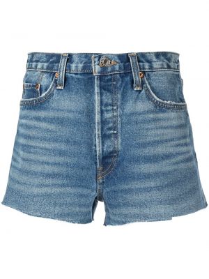 Shorts di jeans a vita alta Re/done blu